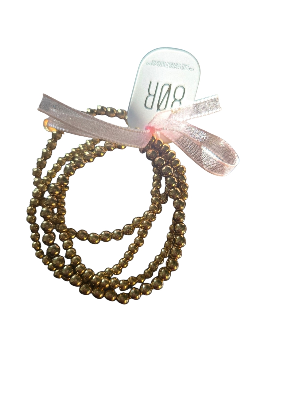 Women’s Gold Beaded Stretch Bracelet Set - 3 Pack